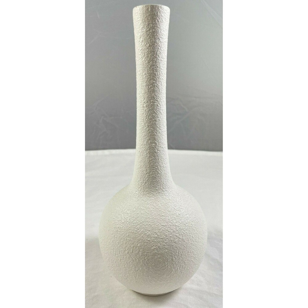 Royal Haeger Splatter Vase White w/ Turquoise Textured Vintage 10.5" USA R1919
